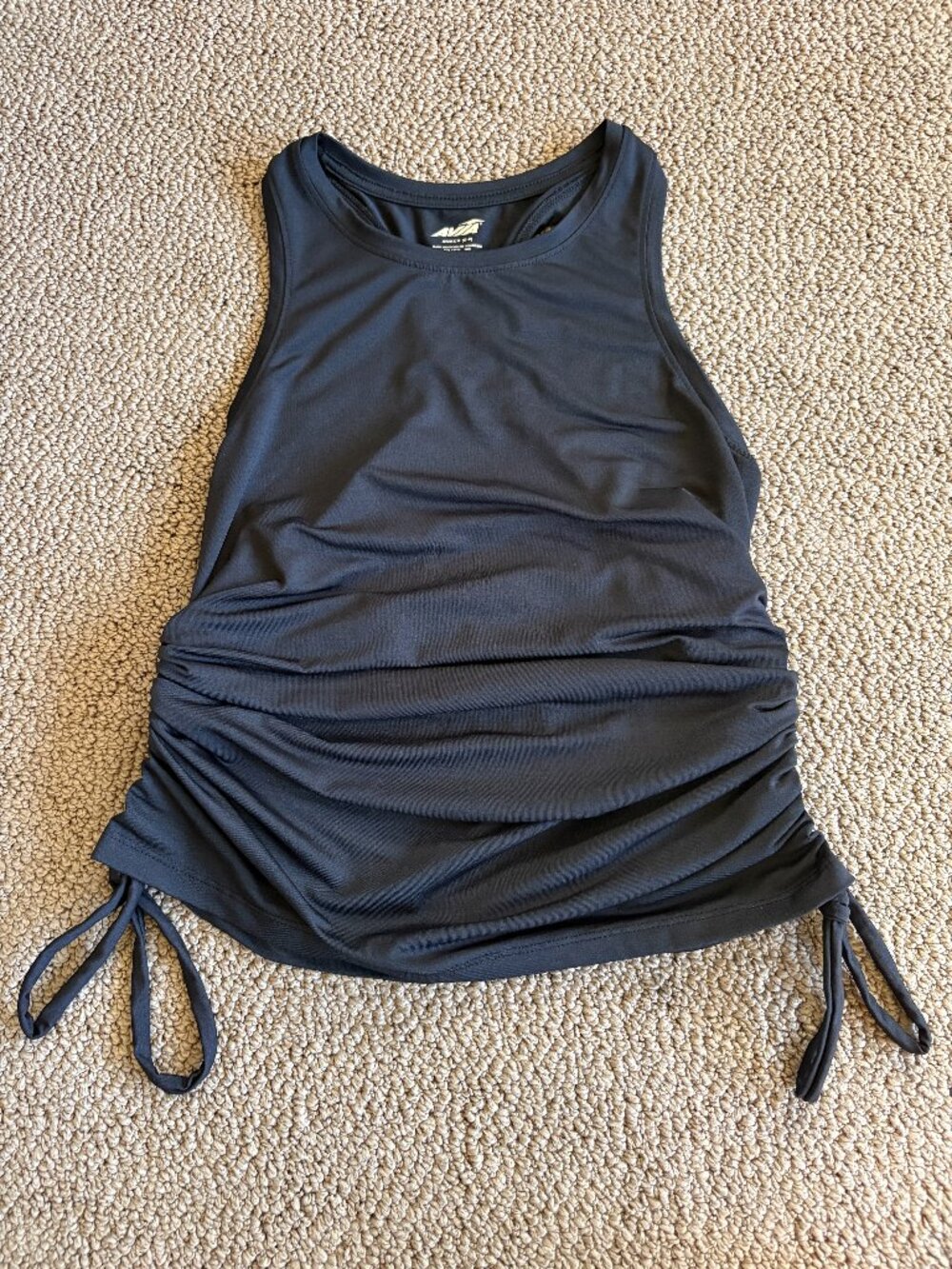Avia Black Athletic Racerback Tank Top w/ Side Tie Ribbons — Size XS